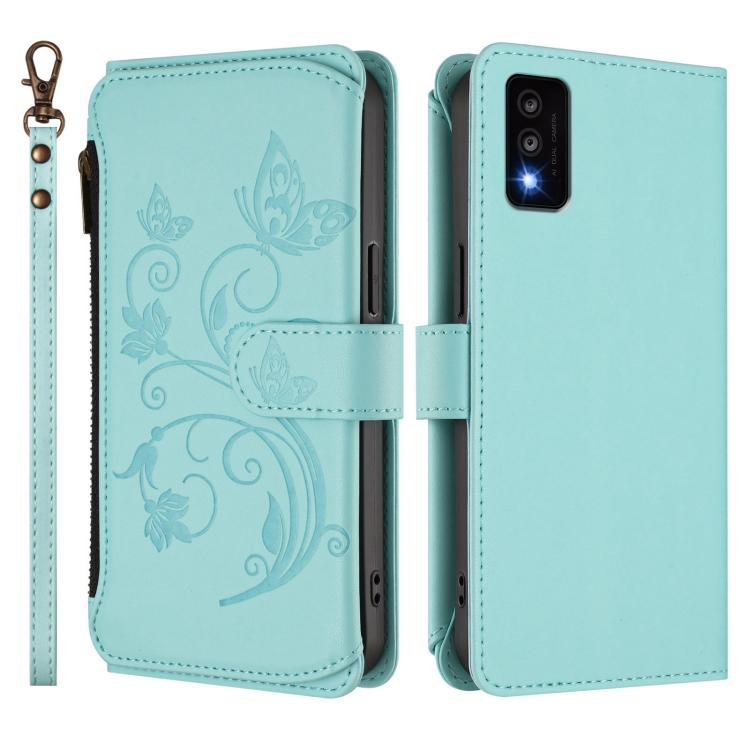 For TCL 30T / T603DL Butterfly Love Flower Multi-card Zipper Wallet Leather Phone Case