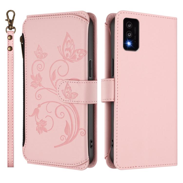 For TCL 30T / T603DL Butterfly Love Flower Multi-card Zipper Wallet Leather Phone Case