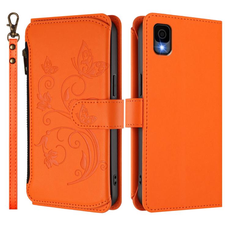 For TCL 30Z / T602DL / 30 LE / T602DL Butterfly Love Flower Multi-card Zipper Wallet Leather Phone Case