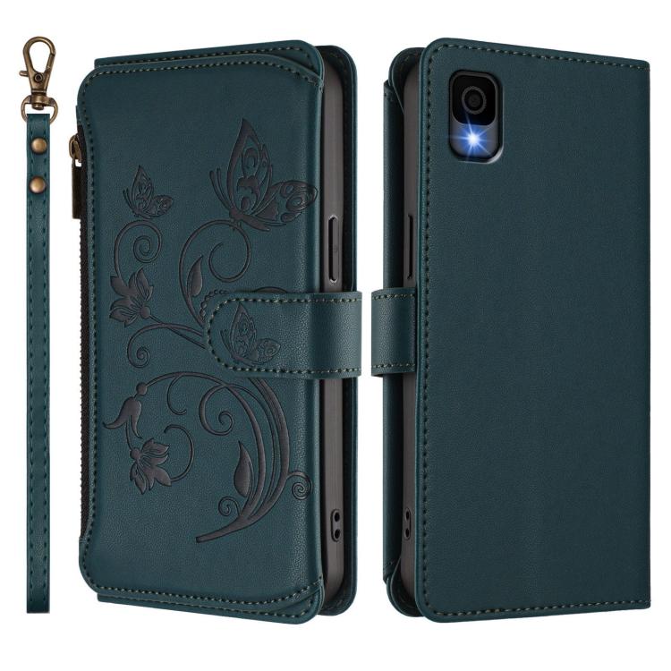 For TCL 30Z / T602DL / 30 LE / T602DL Butterfly Love Flower Multi-card Zipper Wallet Leather Phone Case