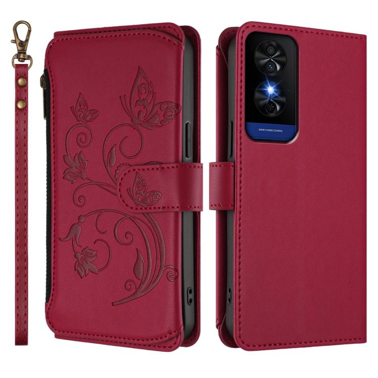 For TCL 50 5G / 50 XE NxtPaper 5G Butterfly Love Flower Multi-card Zipper Wallet Leather Phone Case