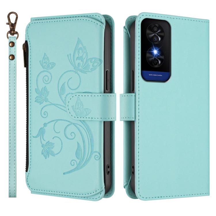 For TCL 50 5G / 50 XE NxtPaper 5G Butterfly Love Flower Multi-card Zipper Wallet Leather Phone Case