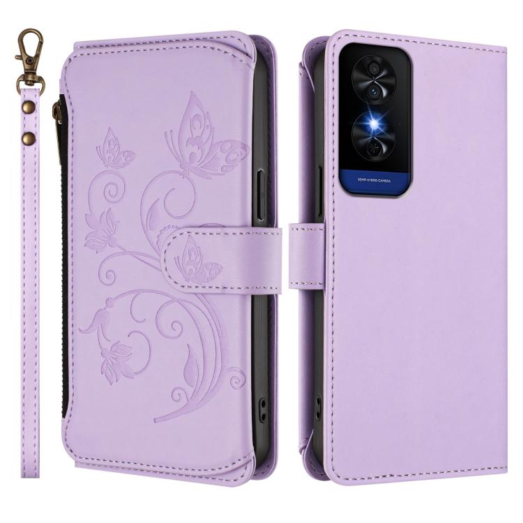 For TCL 50 5G / 50 XE NxtPaper 5G Butterfly Love Flower Multi-card Zipper Wallet Leather Phone Case