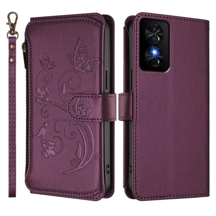 For TCL 50 SE / 40 NxtPaper 4G Butterfly Love Flower Multi-card Zipper Wallet Leather Phone Case