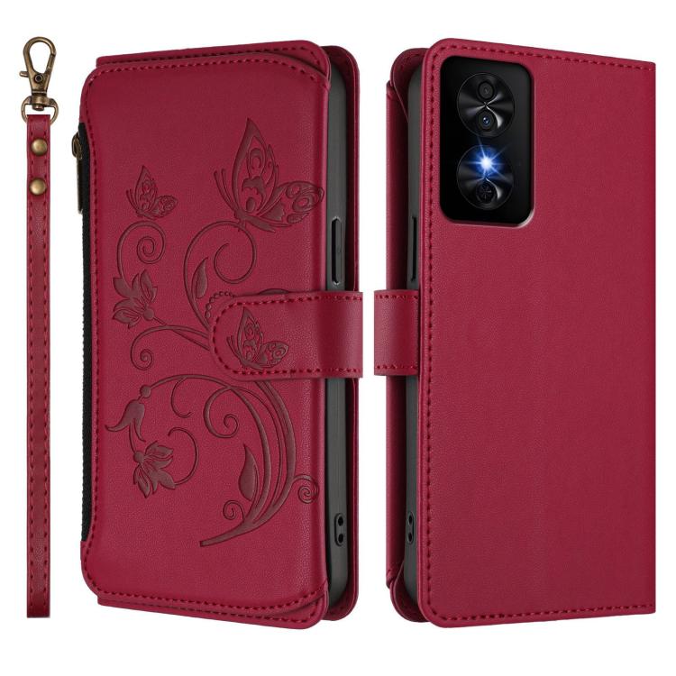 For TCL 50 SE / 40 NxtPaper 4G Butterfly Love Flower Multi-card Zipper Wallet Leather Phone Case