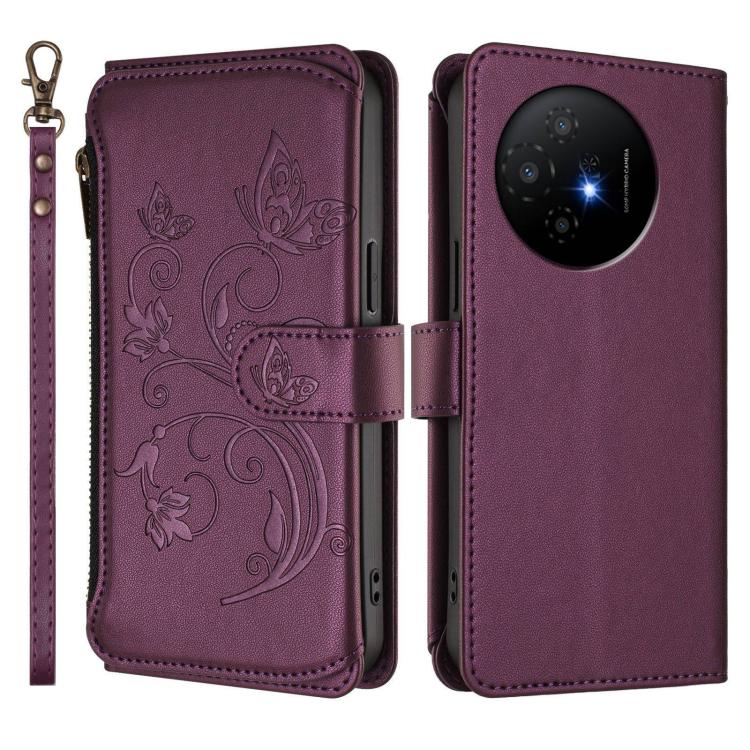 For TCL 50 XL / 50 XL NxtPaper 5G Butterfly Love Flower Multi-card Zipper Wallet Leather Phone Case