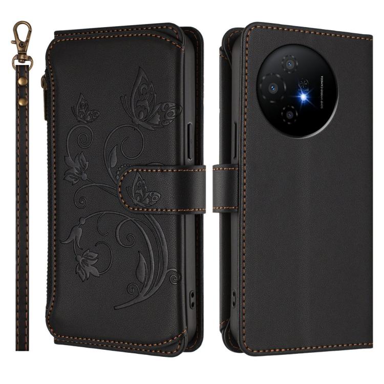 For TCL 50 XL / 50 XL NxtPaper 5G Butterfly Love Flower Multi-card Zipper Wallet Leather Phone Case