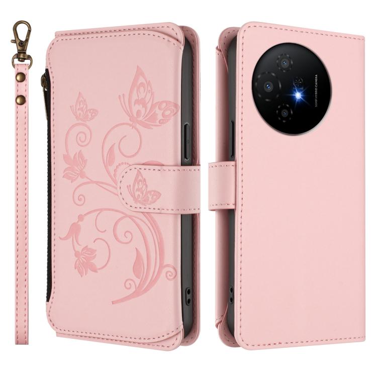 For TCL 50 XL / 50 XL NxtPaper 5G Butterfly Love Flower Multi-card Zipper Wallet Leather Phone Case