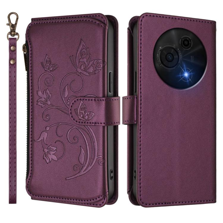 For TCL 60 NxtPaper Butterfly Love Flower Multi-card Zipper Wallet Leather Phone Case