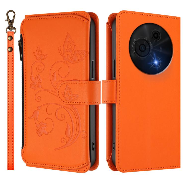For TCL 60 NxtPaper Butterfly Love Flower Multi-card Zipper Wallet Leather Phone Case