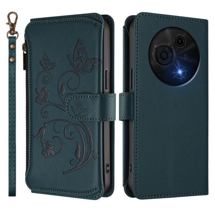 For TCL 60 NxtPaper Butterfly Love Flower Multi-card Zipper Wallet Leather Phone Case