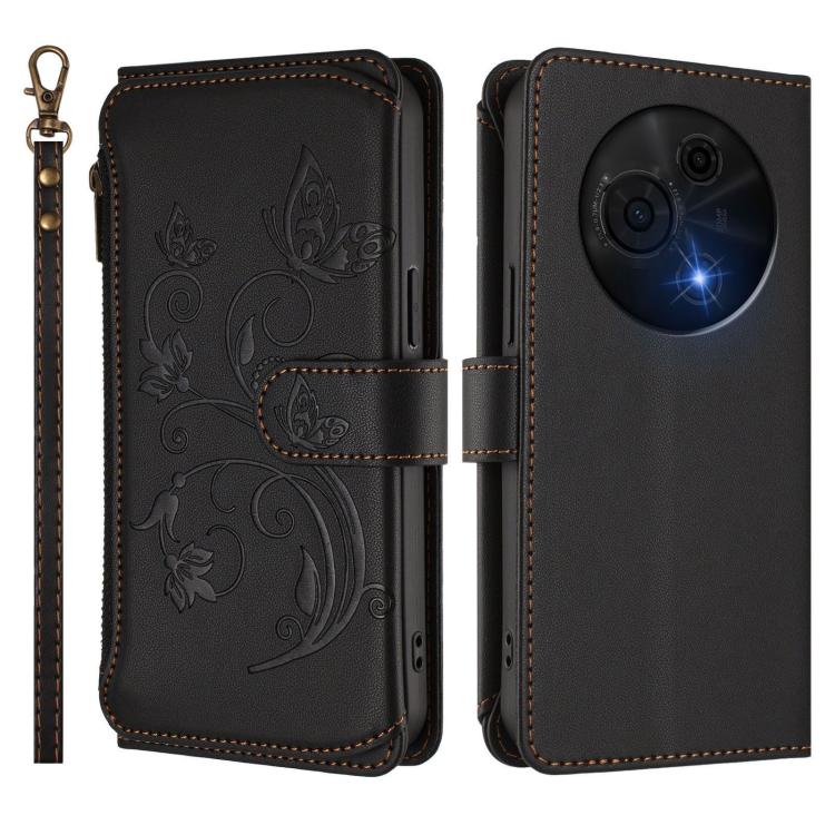For TCL 60 NxtPaper Butterfly Love Flower Multi-card Zipper Wallet Leather Phone Case