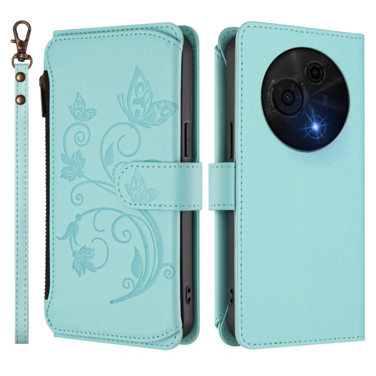 For TCL 60 NxtPaper Butterfly Love Flower Multi-card Zipper Wallet Leather Phone Case