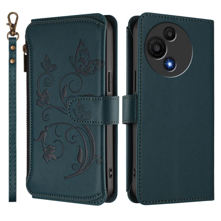 For TCL 60 SE NxtPaper Butterfly Love Flower Multi-card Zipper Wallet Leather Phone Case