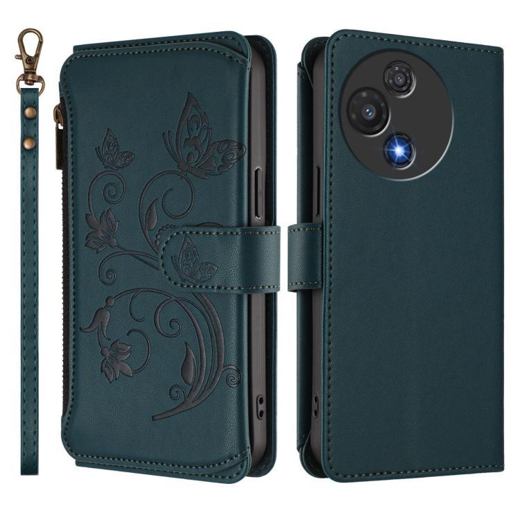 For TCL 60R Butterfly Love Flower Multi-card Zipper Wallet Leather Phone Case
