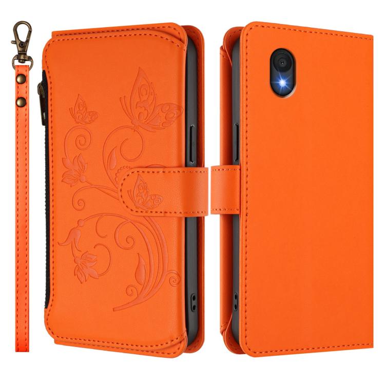 For TCL 201 Butterfly Love Flower Multi-card Zipper Wallet Leather Phone Case