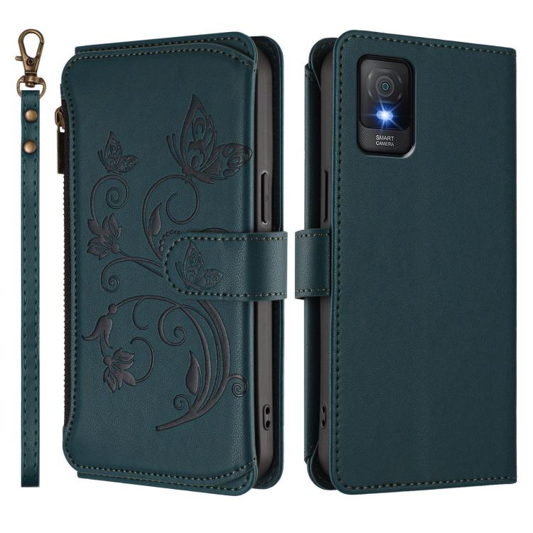 For TCL 403 / Vodafone Smart M23 Butterfly Love Flower Multi-card Zipper Wallet Leather Phone Case
