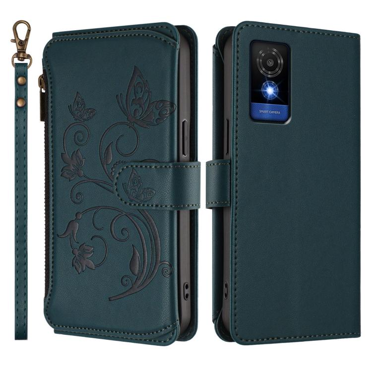 For TCL 501 / Vodafone Smart M25 Butterfly Love Flower Multi-card Zipper Wallet Leather Phone Case