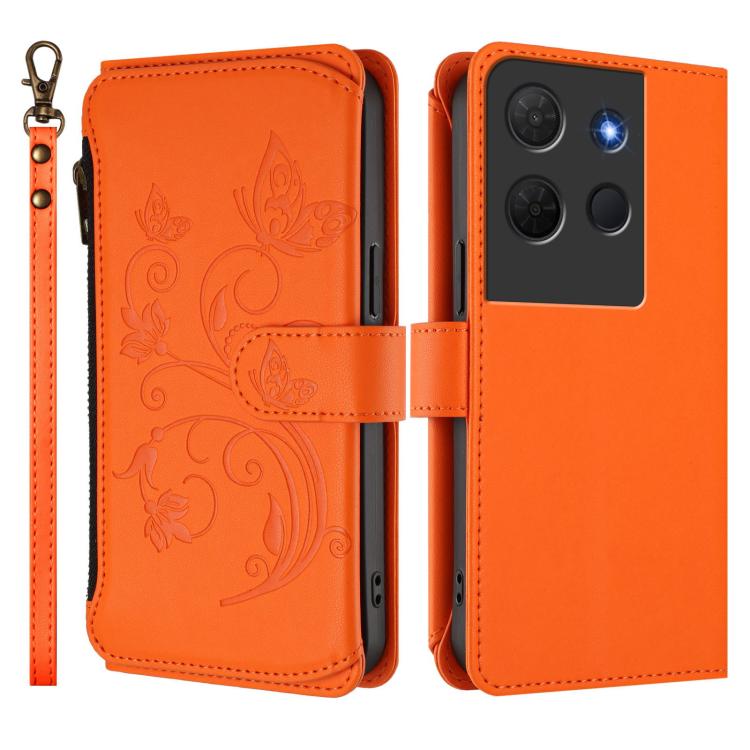 For TCL 503 Butterfly Love Flower Multi-card Zipper Wallet Leather Phone Case