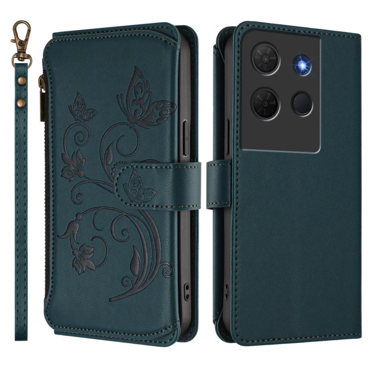 For TCL 503 Butterfly Love Flower Multi-card Zipper Wallet Leather Phone Case