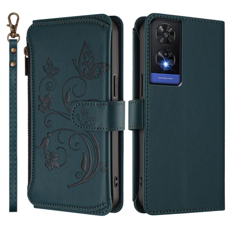 For TCL 505 / T509K / T5094 Butterfly Love Flower Multi-card Zipper Wallet Leather Phone Case