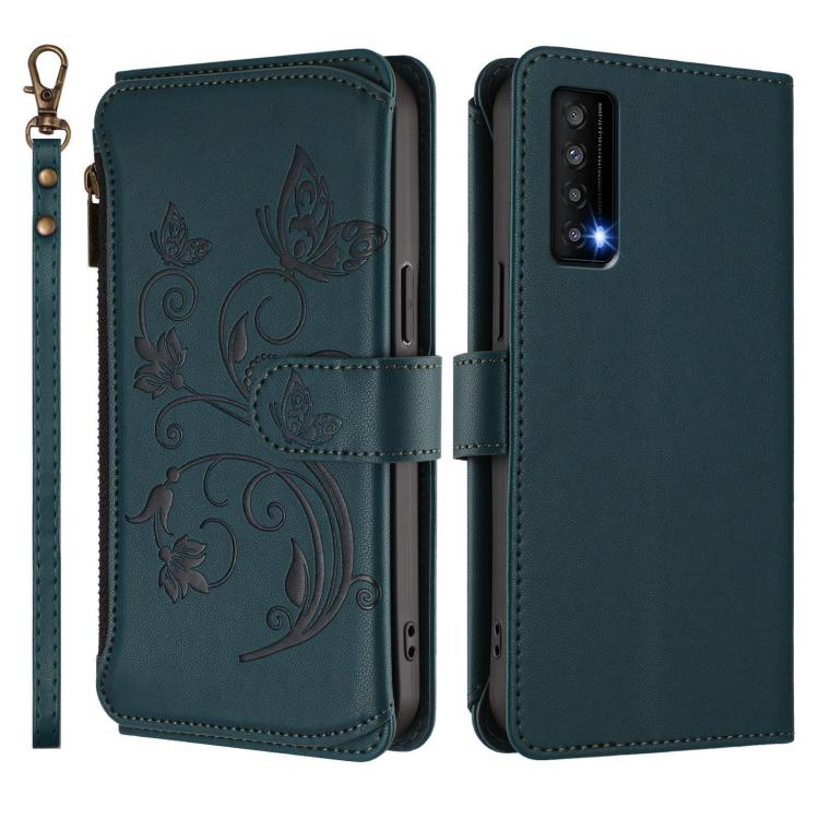 For TCL Stylus 5G Butterfly Love Flower Multi-card Zipper Wallet Leather Phone Case