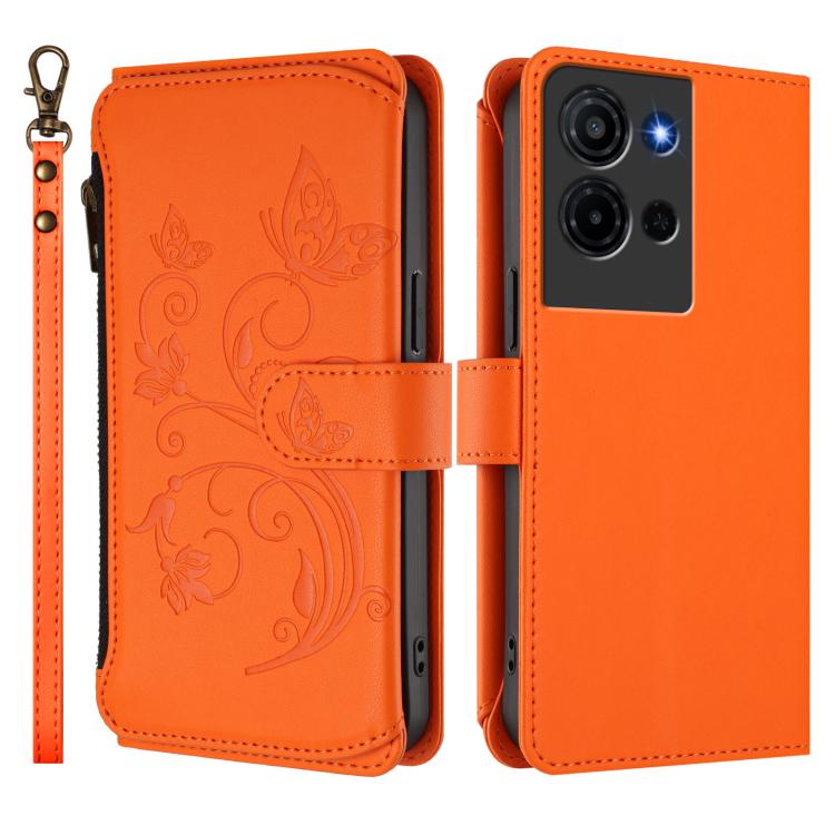 For TCL K32 5G / K33 5G Butterfly Love Flower Multi-card Zipper Wallet Leather Phone Case