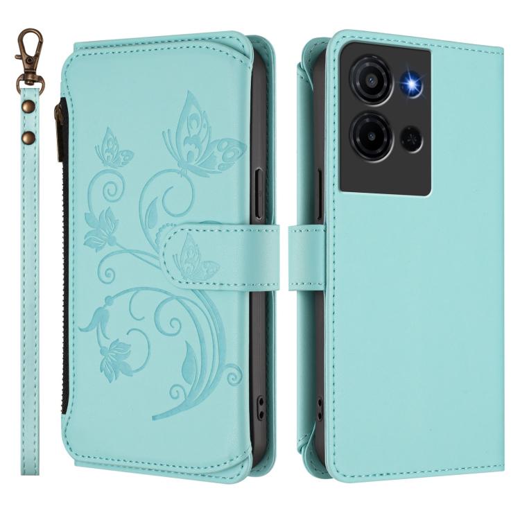 For TCL K32 5G / K33 5G Butterfly Love Flower Multi-card Zipper Wallet Leather Phone Case