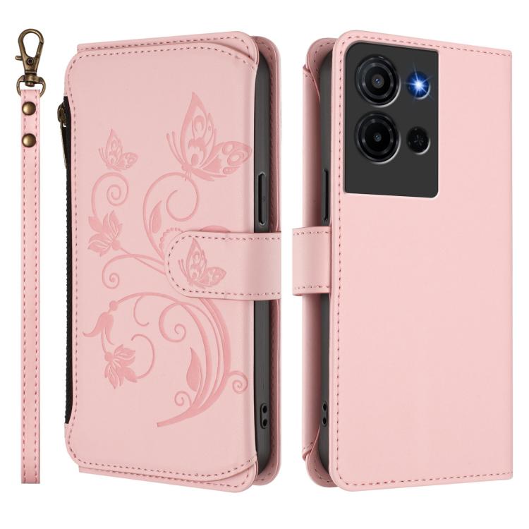 For TCL K32 5G / K33 5G Butterfly Love Flower Multi-card Zipper Wallet Leather Phone Case