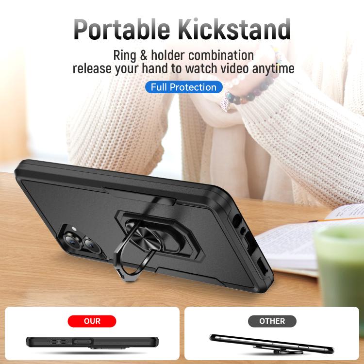 For Samsung Galaxy A06 4G / 5G Pioneer Armor Heavy Duty PC Hybrid TPU Phone Case with Holder