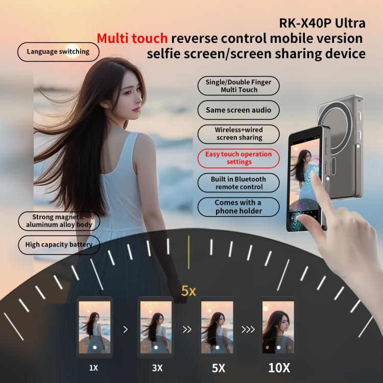RK-X40P Mobile Phone MagSafe Magnetic Rear Selfie Projector with Stand