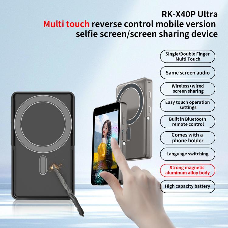 RK-X40P Mobile Phone MagSafe Magnetic Rear Selfie Projector with Stand