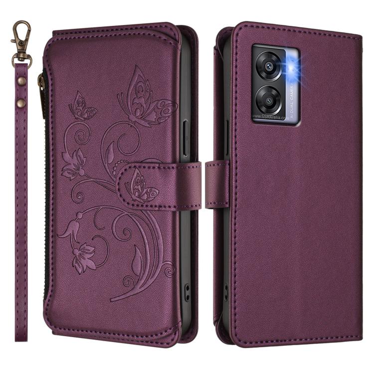 For Realme V23 / Narzo 50 Butterfly Love Flower Multi-card Zipper Wallet Leather Phone Case