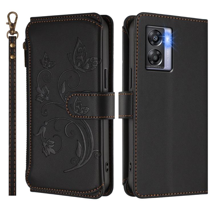 For Realme V23 / Narzo 50 Butterfly Love Flower Multi-card Zipper Wallet Leather Phone Case