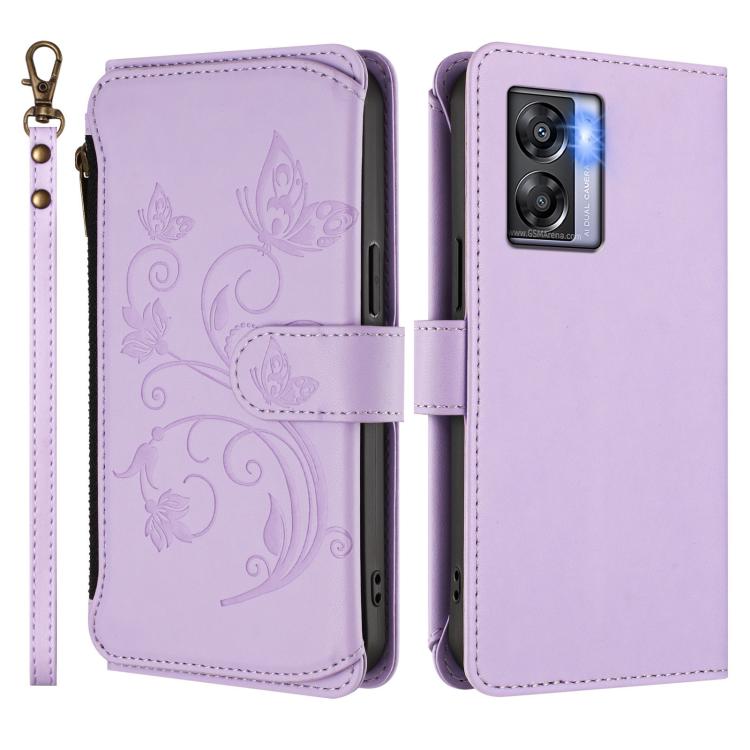 For Realme V23 / Narzo 50 Butterfly Love Flower Multi-card Zipper Wallet Leather Phone Case