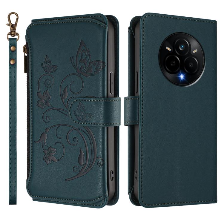 For Realme 14 Pro 5G India Butterfly Love Flower Multi-card Zipper Wallet Leather Phone Case