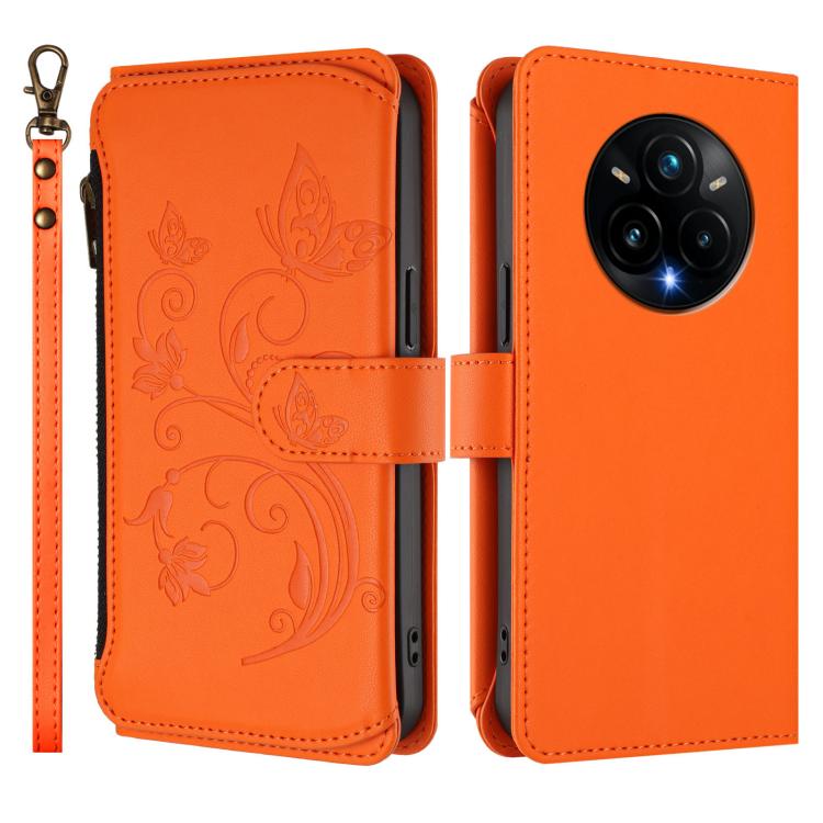 For Realme 14 Pro+ 5G Butterfly Love Flower Multi-card Zipper Wallet Leather Phone Case