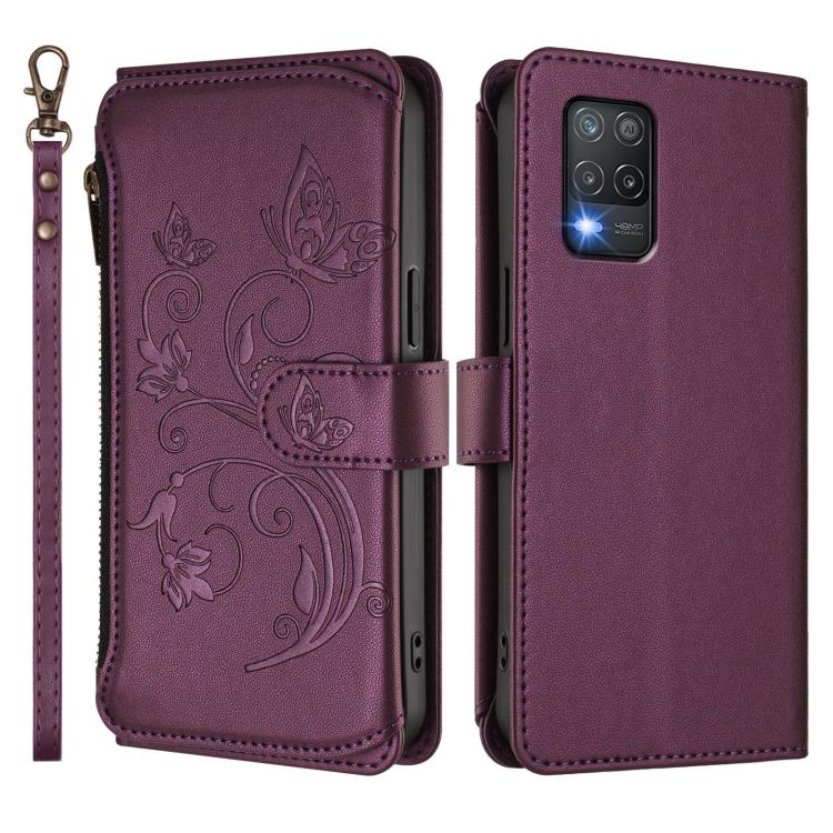 For Realme 9 5G India Butterfly Love Flower Multi-card Zipper Wallet Leather Phone Case