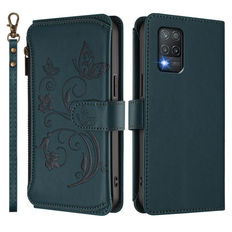 For Realme 9 5G India Butterfly Love Flower Multi-card Zipper Wallet Leather Phone Case