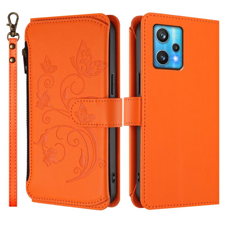 For Realme 9 Pro+ 5G / Narzo 50 Pro 5G Butterfly Love Flower Multi-card Zipper Wallet Leather Phone Case