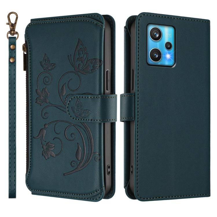 For Realme 9 Pro+ 5G / Narzo 50 Pro 5G Butterfly Love Flower Multi-card Zipper Wallet Leather Phone Case