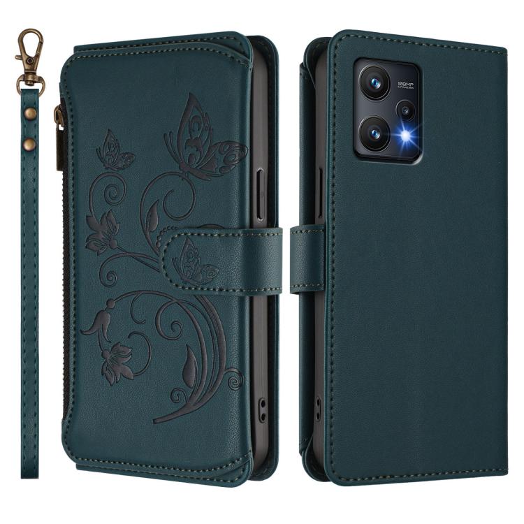 For Realme 9 Pro 5G Global / 9 5G EU Butterfly Love Flower Multi-card Zipper Wallet Leather Phone Case