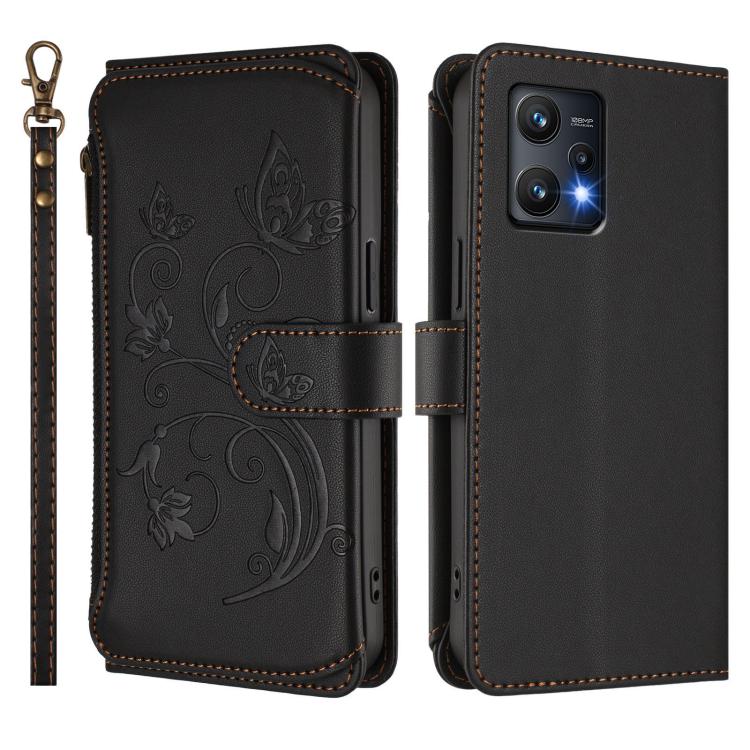 For Realme 9 Pro 5G Global / 9 5G EU Butterfly Love Flower Multi-card Zipper Wallet Leather Phone Case