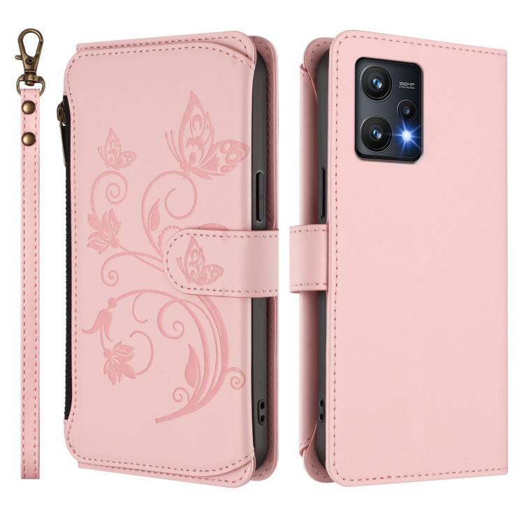 For Realme 9 Pro 5G Global / 9 5G EU Butterfly Love Flower Multi-card Zipper Wallet Leather Phone Case