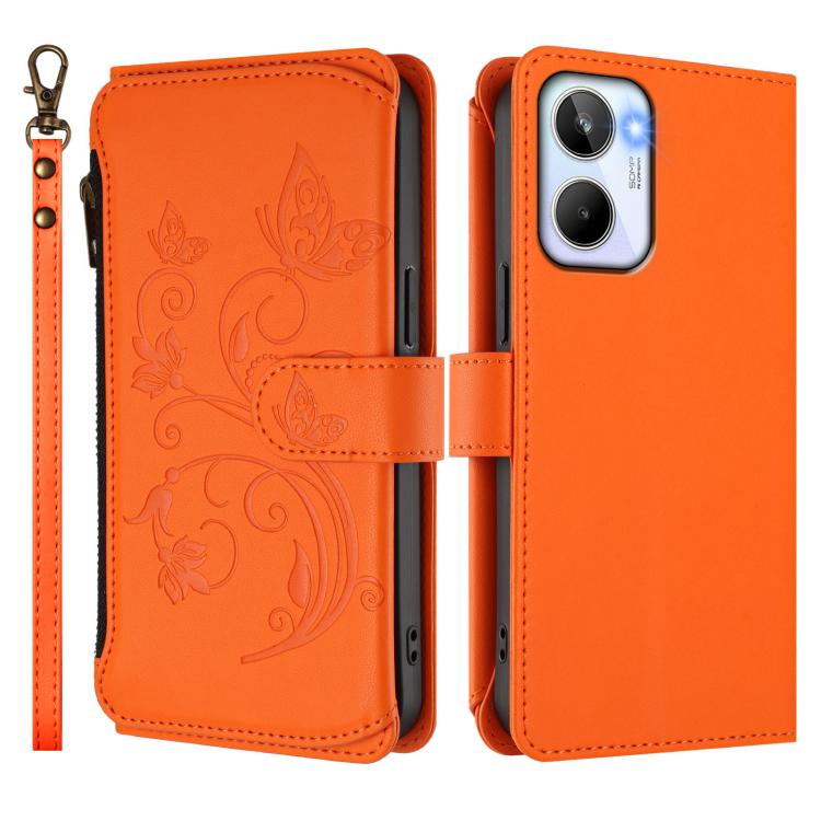 For Realme 10 4G Global Butterfly Love Flower Multi-card Zipper Wallet Leather Phone Case