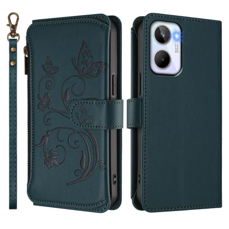 For Realme 10 4G Global Butterfly Love Flower Multi-card Zipper Wallet Leather Phone Case
