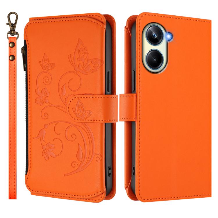 For Realme 10 Pro 5G Butterfly Love Flower Multi-card Zipper Wallet Leather Phone Case
