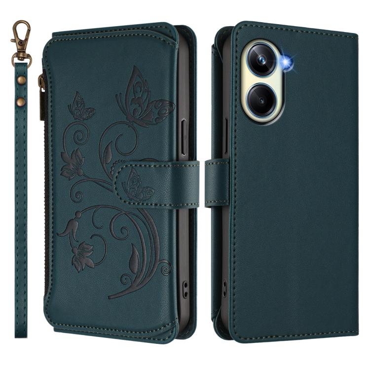For Realme 10 Pro 5G Butterfly Love Flower Multi-card Zipper Wallet Leather Phone Case