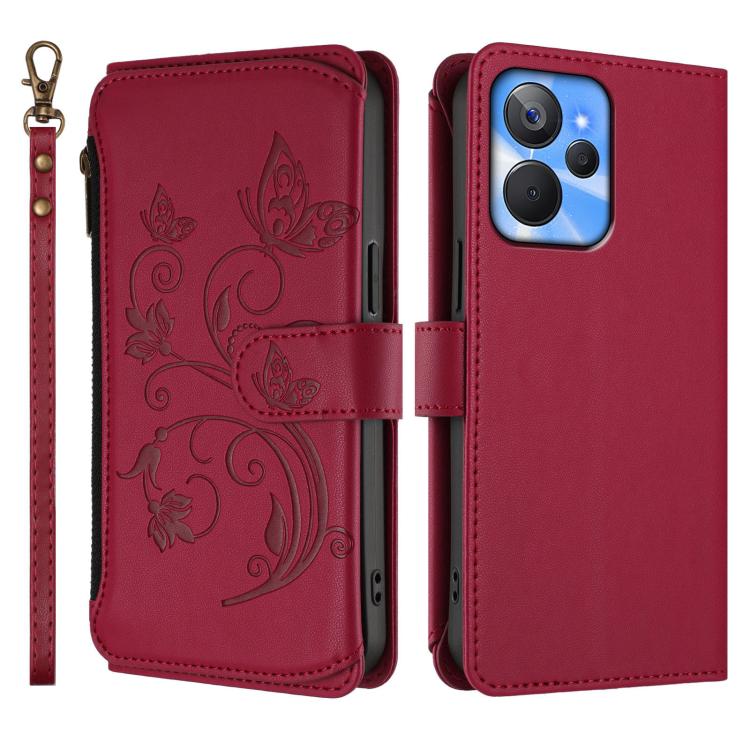For Realme 10T 5G / 10S 5G Butterfly Love Flower Multi-card Zipper Wallet Leather Phone Case