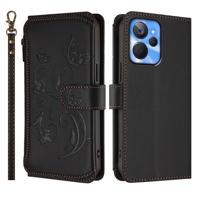 For Realme 10T 5G / 10S 5G Butterfly Love Flower Multi-card Zipper Wallet Leather Phone Case